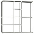 Portable Wardrobe, Open Clothes Wardrobe with 8 Shelves, 3 Hanging Rails, Light Grey