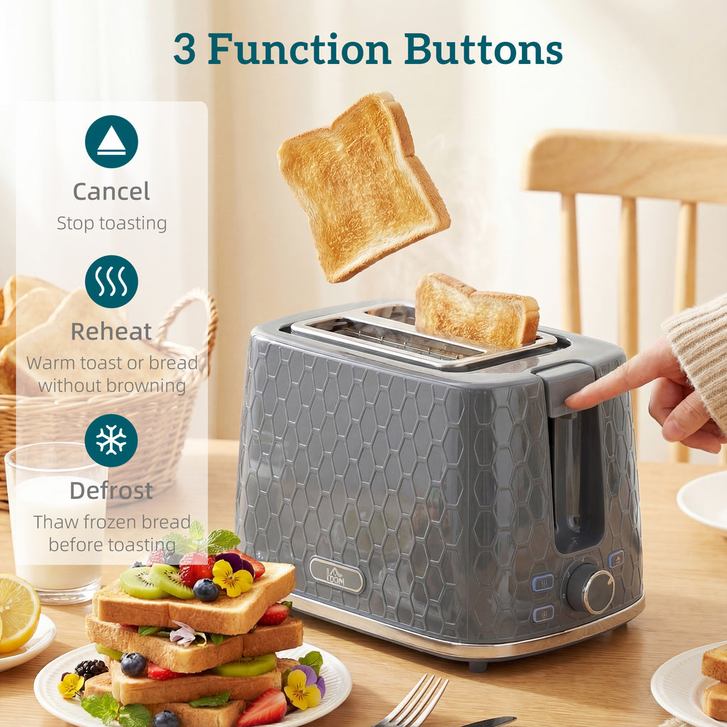 Kettle and Toaster Set, 1.7L 3000W Rapid Kettle with Limescale Filter, 2 Slice Toaster with 7 Browning Controls, Grey