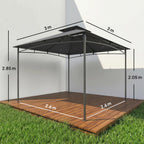Outsunny 3 x 3 m Gazebo, Garden Gazebo with 2-Tier Roof, Metal Frame, Dark Grey