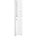 HOMCOM Tall Bathroom Cabinet, Freestanding Slim Bathroom Storage Unit with Adjustable Shelves and Shutter Door, Floor Storage Cupboard with 6 Shelves, 165H x 34W x 20D cm, White