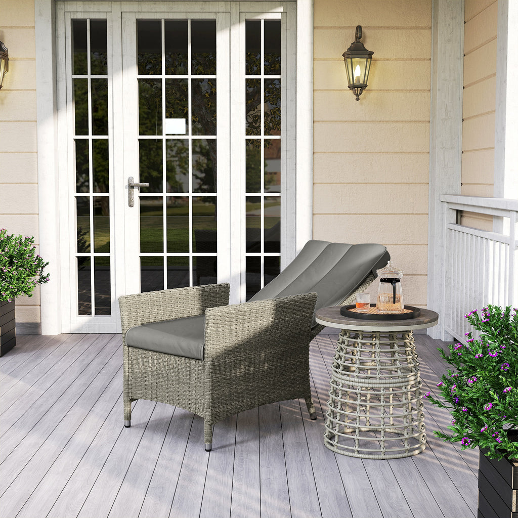 Outsunny 105°-150° Reclining Rattan Chair - Grey