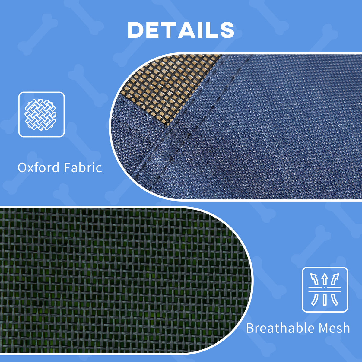 PawHut Outdoor Dog Bed with Removable Canopy, Portable Raised Dog Bed for Camping, Garden & Beach, Water-Resistant UV-Protection Mesh Pet Cot Sun Lounger, for Small Pets, 61 x 46 x 62 cm, Dark Blue