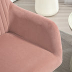 HOMCOM Modern Arm Chair Set of 2 Upholstered Accent Chair with Metal Base for Living Room Pink