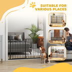 PawHut Extra Wide Dog Safety Gate, with Door Pressure, for Doorways, Hallways, Staircases - Black