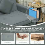 HOMCOM 3 Seater Velvet Sofa Bed, Convertible Click-Clack Couch with Adjustable Backrest, Small Double Sleeper Sofa for Living Room & Guests, Grey