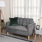 HOMCOM 2 Seater Storage Sofa, Fabric Couch with Hidden Under Seat Storage, Thick Cushions, Compact Space Saving Settee with Rubberwood Legs for Living Room, Apartment, Grey