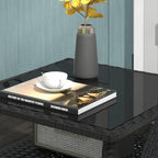 Outsunny Two-tier PE Rattan Square Coffee Table - Black