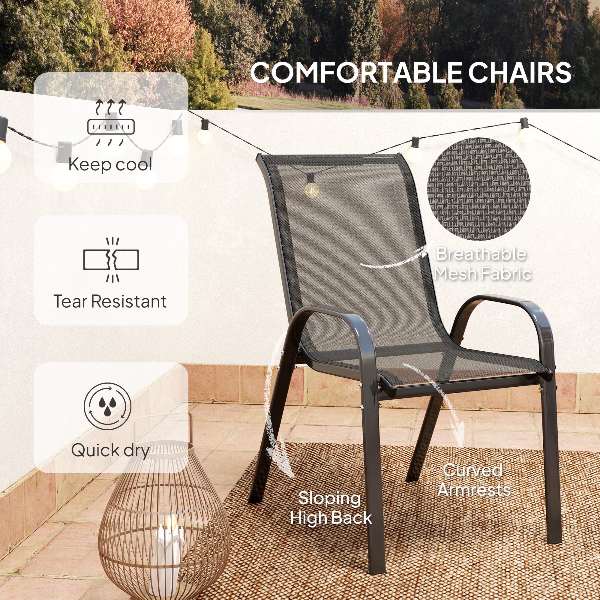 Outsunny Three-Piece Outdoor Garden Set - Black