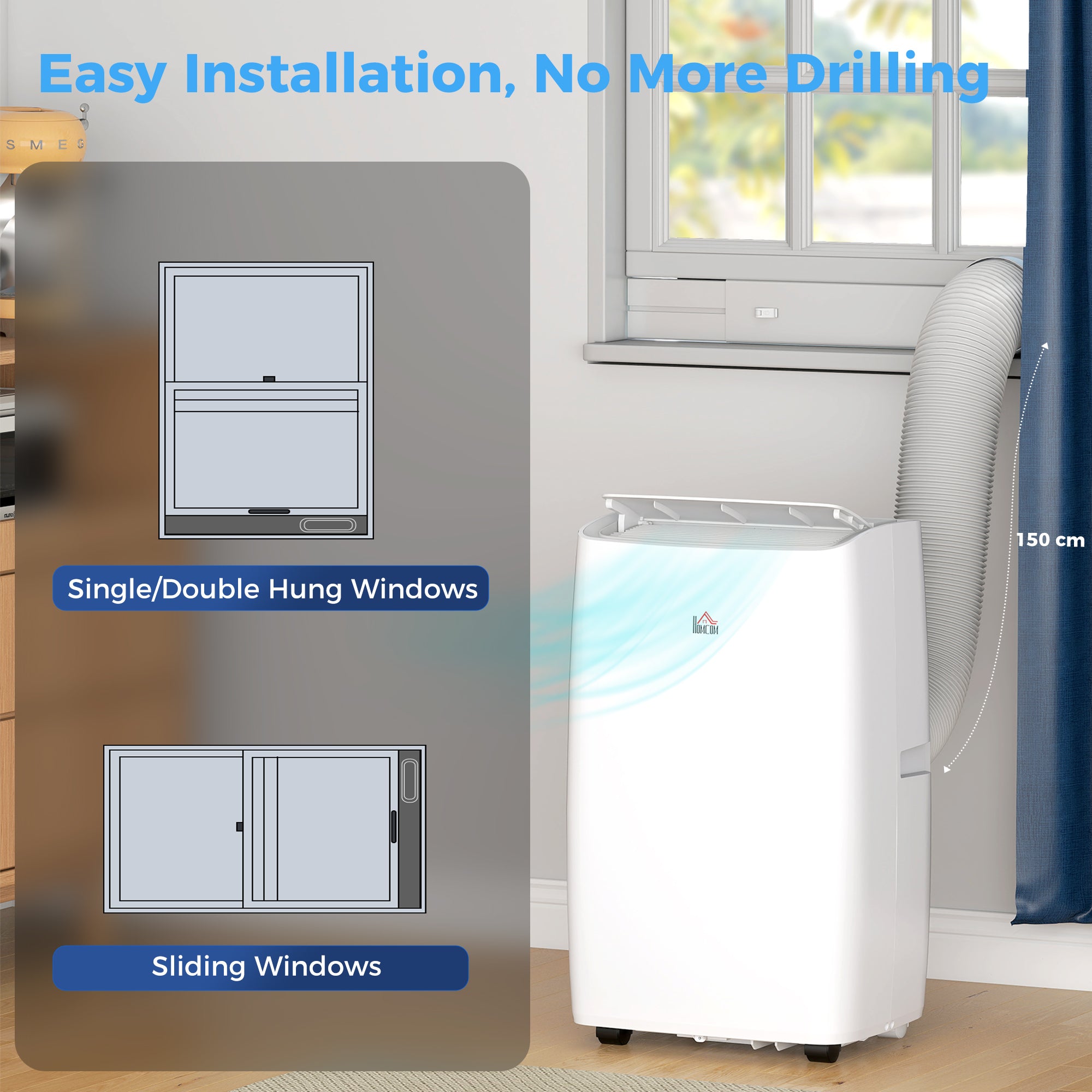 Portable Air Conditioner 12000 BTU BTU, 4-in-1 Air Conditioning Unit, Dehumidifier, Cooling, Fan, Child Lock, 35 m²