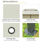 Outsunny 4m x 3(m)Garden Gazebo, Double Roof Outdoor Gazebo Canopy Shelter with Curtains, Solid Steel Frame for Lawn and Deck, Beige