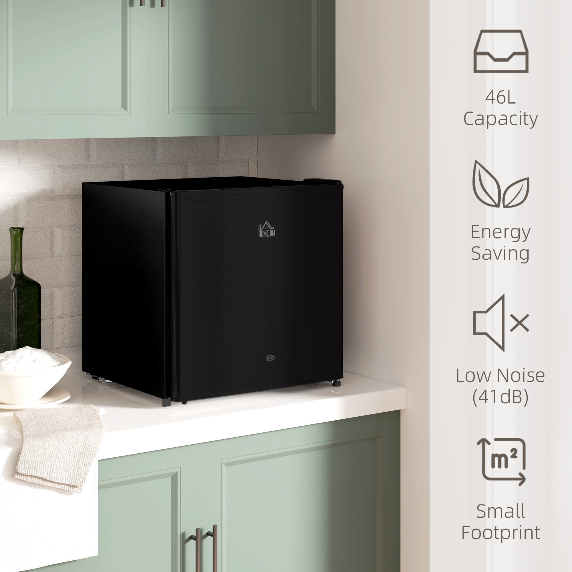 46 Litre Lockable Countertop Fridge - Black