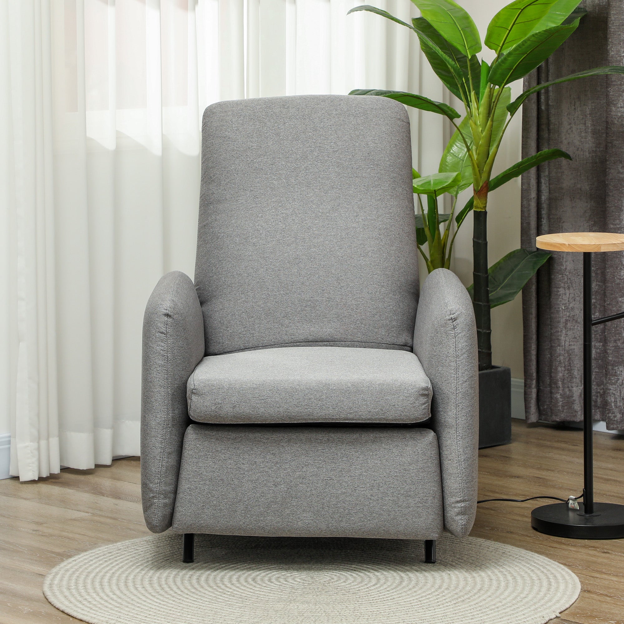 HOMCOM 150° Manually Reclining Chair, with Footrest - Grey