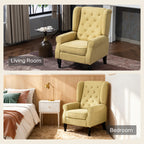 HOMCOM Wingback Accent Chair, Retro Upholstered Button Tufted Occasional Chair for Living Room and Bedroom, Yellow