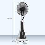 Pedestal Fan with Water Mist Spray, Spray Misting Fan with 75° Oscillation, Remote Control, Tilt Head, 3 Speeds, 3 Modes, 3 Mist, 3L Water Tank, Wheels, for Home, 125 cm