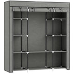 Clothes Storage Organiser with Hanging Rail, Shelves, Portable Wardrobe, Foldable Fabric Wardrobe, Dark Grey