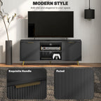Modern TV Stand Cabinet for TVs up to 55", TV Unit with 2 Open Shelves and 2 Cabinets, Entertainment Centre with Cable Management for Living Room, Black