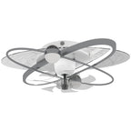 Ceiling Fan with Light and Remote, 3 Colour Temperatures, LED Mount Ceiling Fan Light for Bedroom, Silver Tone