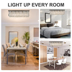 Modern Crystal Ceiling Light Square Crystal Chandelier for Living Room, Dining Room, Hall, 5 x E14 Lamp Holders, Silver, 80 x 25 x 23cm