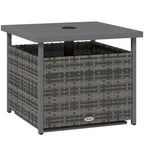 Outsunny Outdoor Rattan Wicker Coffee Table w/ Umbrella Hole Suitable for Garden Garden