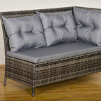 Outsunny 8 Seater Rattan Sofa Set, Rattan Garden Furniture Set with Tempered Glass Table & Thick Cushions, Grey