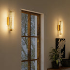 Led Wall Lamp 2 Pack, 9W Modern Indoor Geometric Mesh Wall Light, Colour Temperature Adjustable 3000K/4000K/6500K for Bedroom, Living Room, Hallway, Stairs, Gold Tone
