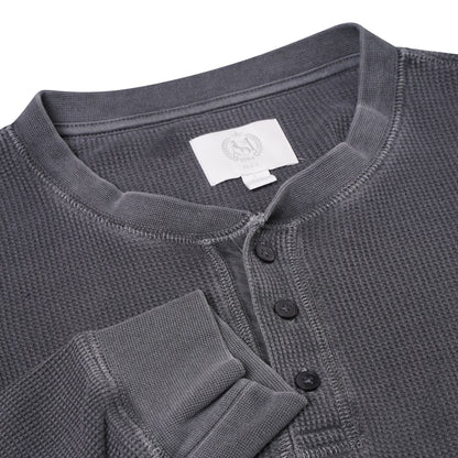 M&S Henley Waffle Long Sleeve Top