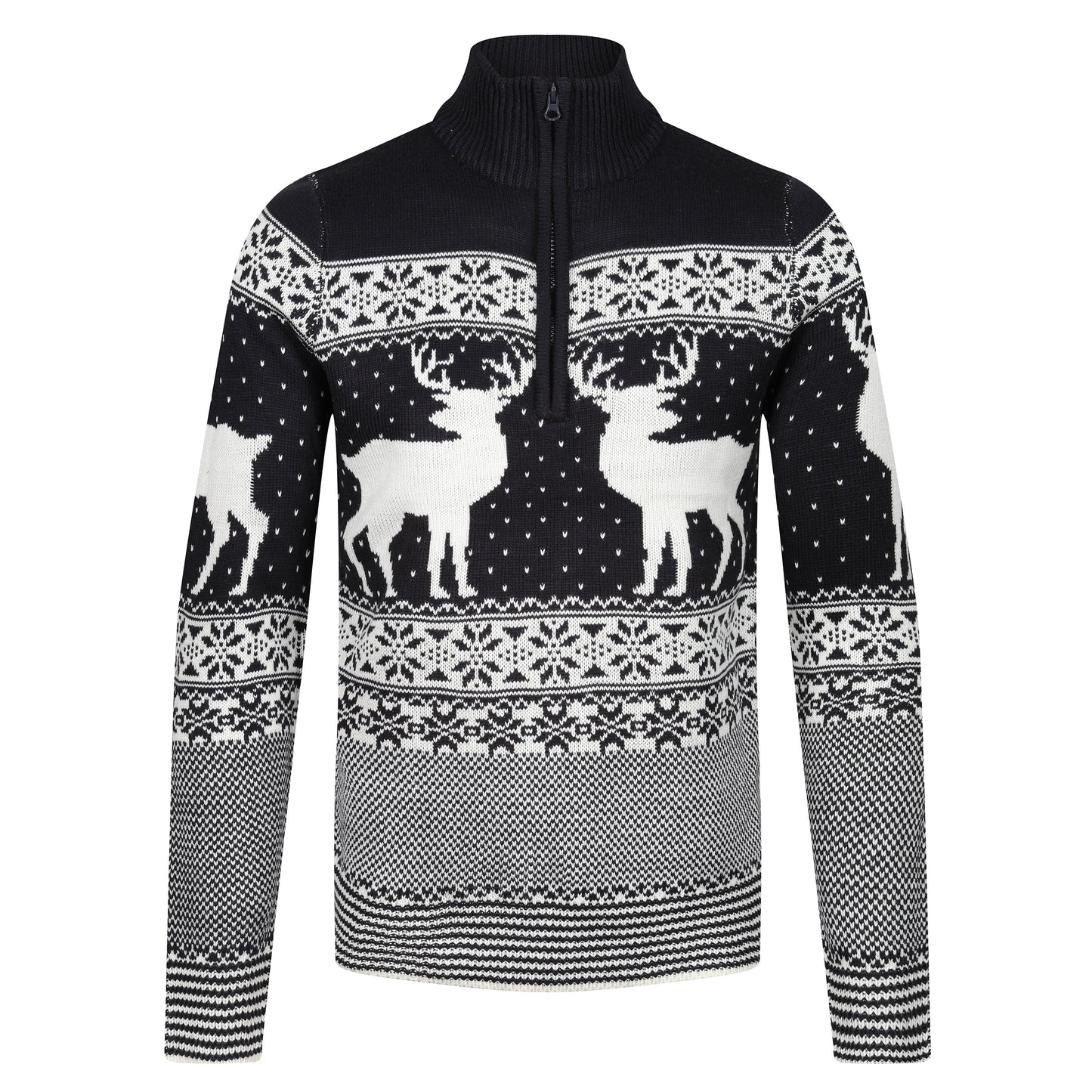 Brave Soul Cratchit Quarter Zip Christmas Jumper