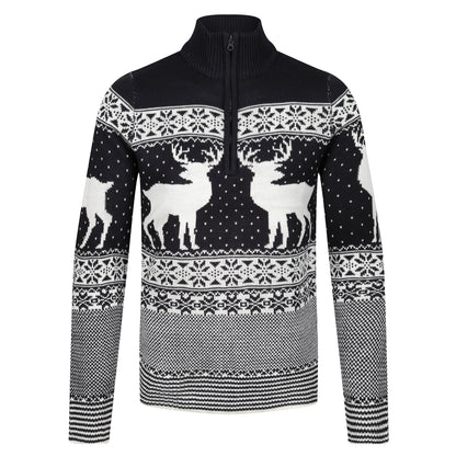 Brave Soul Cratchit Quarter Zip Christmas Jumper