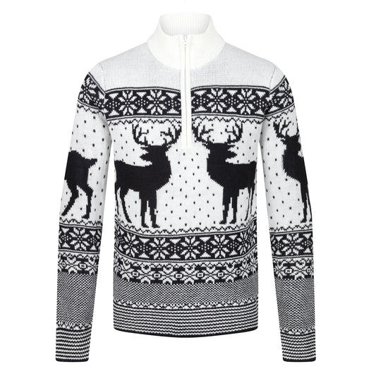 Brave Soul Cratchit Quarter Zip Christmas Jumper