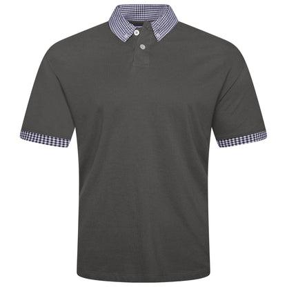 Evryone Check Collar Short Sleeve Polo Shirt