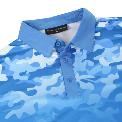 Island Green Camo Print Golf Sport Polo Shirt
