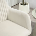HOMCOM Modern Arm Chair Set of 2 Upholstered Accent Chair with Metal Base for Living Room Cream White
