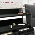 HOMCOM Rustic Chest of Five Fabric Drawers - Black