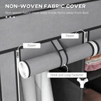 Foldable Fabric Wardrobe for Bedroom, Portable Wardrobe with 5 Shelves, 2 Hanging Rails and 3 Fabric Drawers, Dark Grey