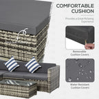 Outsunny Rattan Garden Sofa Set, 4-Seater Wicker Sectional for Garden, Grey