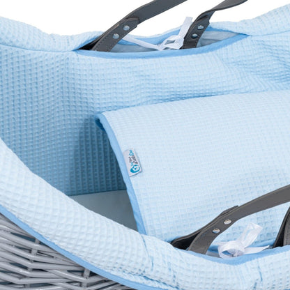 Pod Blue Waffle Moses Basket Bedding Set
