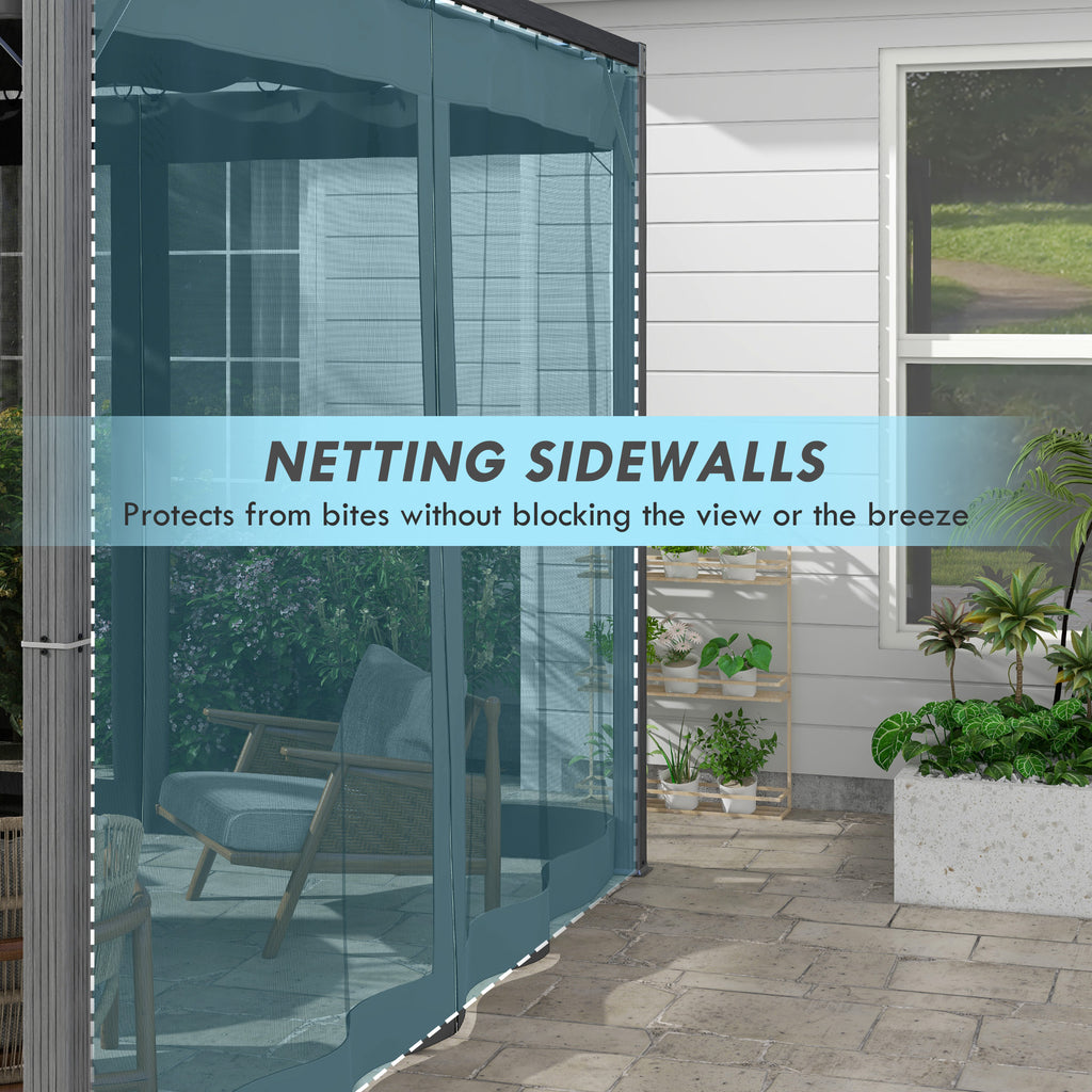 Outsunny 3 x 3m Aluminium Frame Pergola, with Retractable Roof - Dark Grey