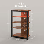 4-Tier Corner TV Stand with Storage, LED Lights, Cable Management, Small Entertainment Centre for TVs up to 29", for Living Room, Bedroom, Brown Wood Effect