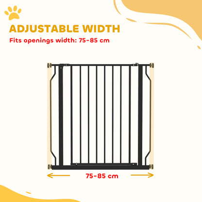 PawHut Extra Wide Dog Gate, with Door Pressure, for Doorways, Hallways, Staircases - Black