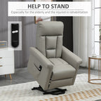 HOMCOM Power Lift Chair Armchair for the Elderly, PU Leather Recliner Chair with Extended Footrest, Remote Control and Side Pocket, Grey