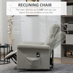 HOMCOM Power Lift Chair Armchair for the Elderly, PU Leather Recliner Chair with Extended Footrest, Remote Control and Side Pocket, Grey