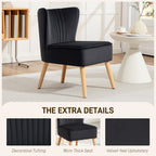 HOMCOM Modern Accent Chair, Fabric Living Room Chair with Rubber Wood Legs and Thick Padding, Black