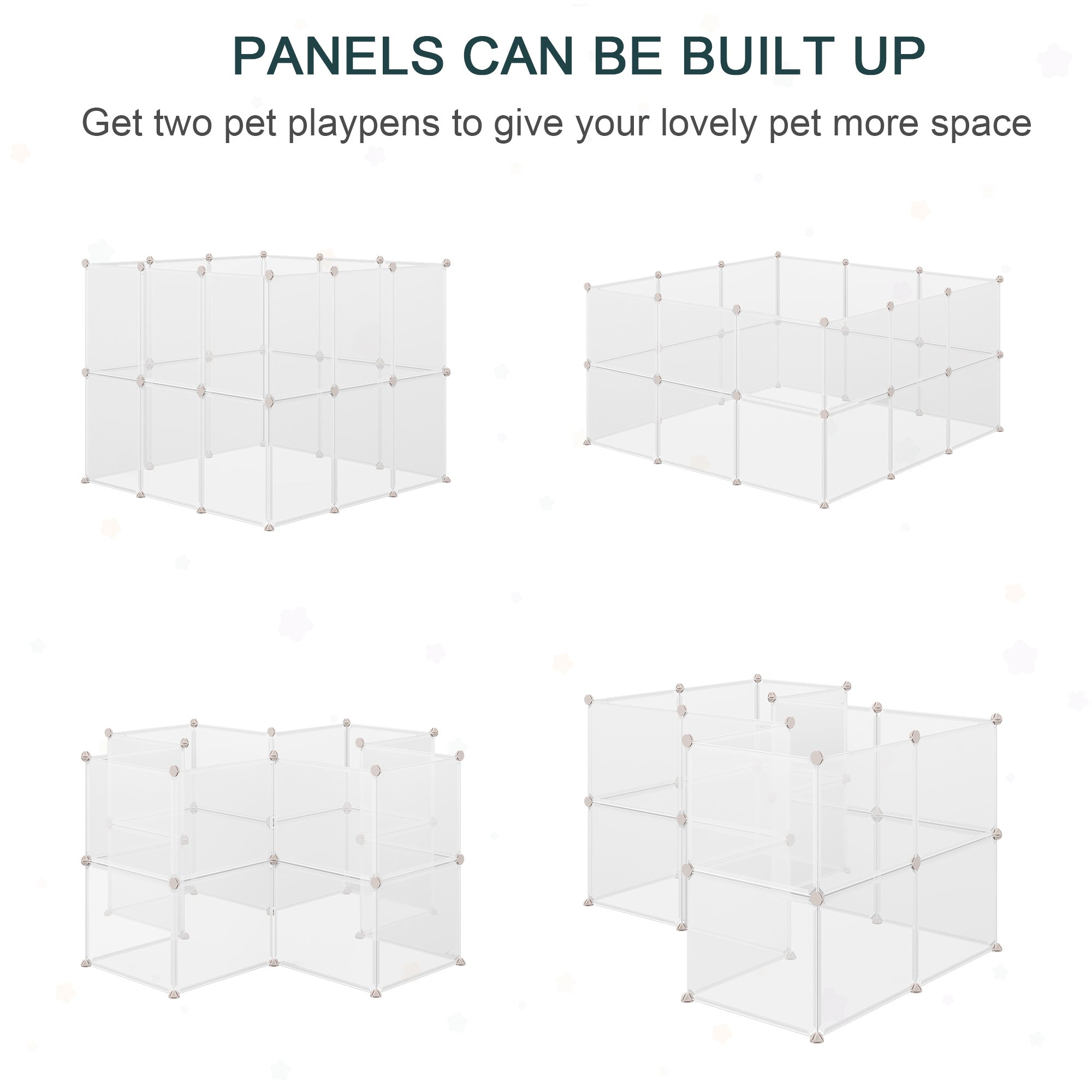 PawHut Pet Playpen DIY Small Animal Cage Open Enclosure Portable Plastic Fence 12 Panels for Hedgehog Guinea Pig White