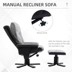 HOMCOM Fabric Recliner Sofa Armchair with footstool Swivel Sofa Grey