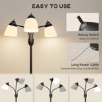 Arc Tree Floor Lamp with 3 Adjustable Rotating Lights and 3000K/4500K/6500K Colour Temperatures, Industrial Standing Lamp with Steel Frame for Bedroom Living Room, 155cm, Black