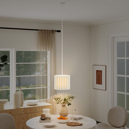 Linen Pendant Light, Bedside Ceiling Lamps with E27 Bulb, Modern Hanging Lights for Living Room, Bedroom, Kitchen, Hallway, White
