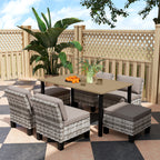 Outsunny Seven-Piece Rattan Dining Set - Grey