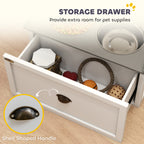 PawHut Stainless Steel Raised Dog Bowls, with 21L Storage Drawer for Large Dogs and Cats - White
