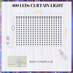 LED Curtain Lights, Smart Curtain Fairy Plug In, Colour Changing Wall Lights with Remote, App, Dynamic DIY Hanging Window String Lights for Bedroom Living Room, 3x3(m), 400 RGBIC LED