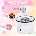 450W Candy Floss Machine, Professional Automatic Cotton Candy Sweet Machine with Candyfloss Sticks, Spoon, Splash Guard, Non-Slip Base for Birthday Christmas Wedding Party, Funfair Style, White
